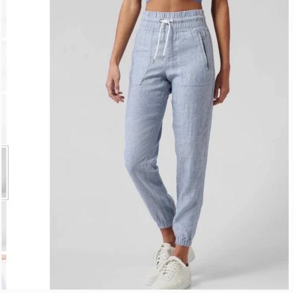 Athleta cabo linen joggers in blue